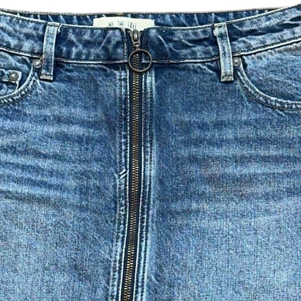 We The Free People Zip It Up Mini Denim Skirt Size 29 Raw Hem Cotton Summer - Picture 2 of 6